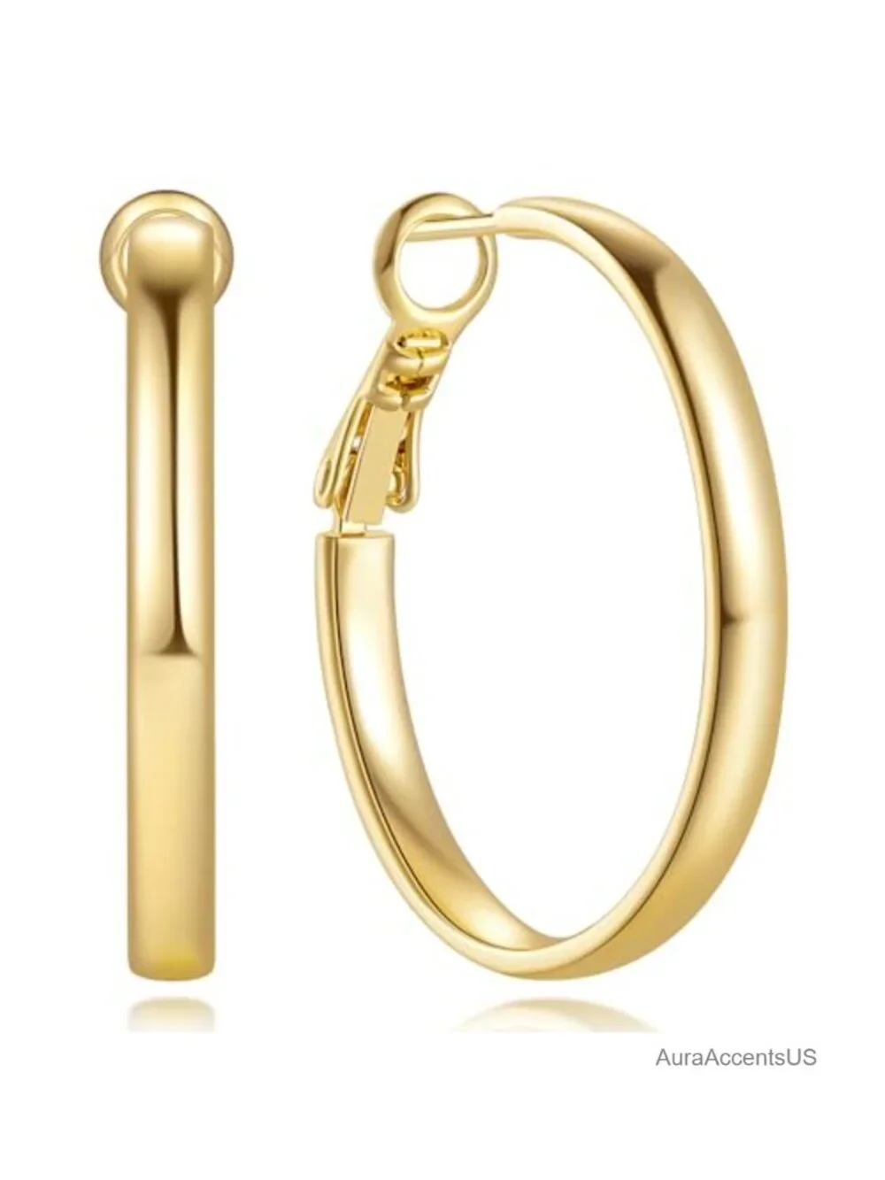 14K Gold Plated Chunky Hoop Earrings for Women Hypoallergenic 20mm